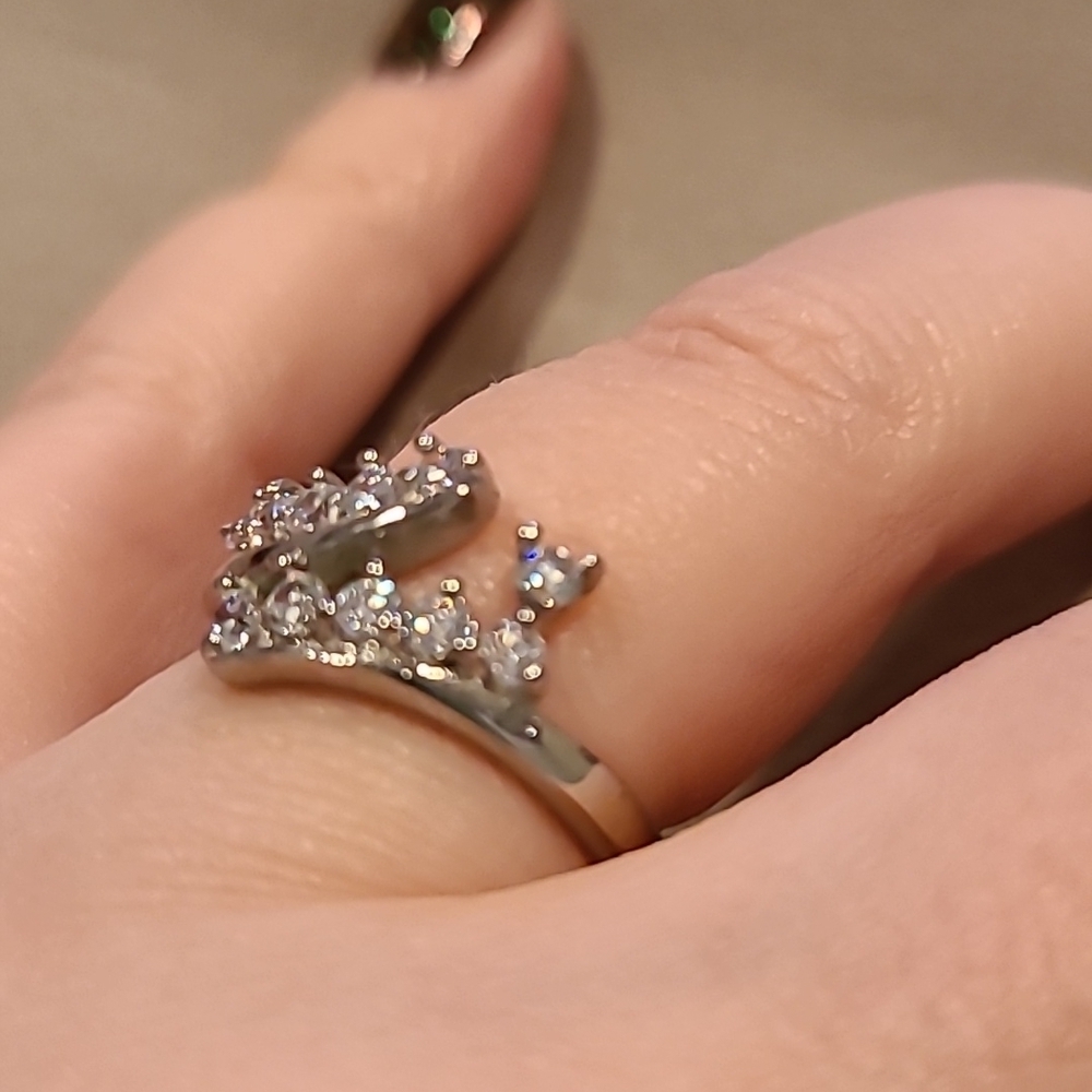 Cubic zirconia stainless steel multi stone ring - Picture 2 of 9